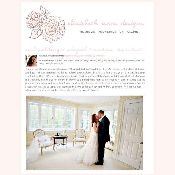 Abigail + Andrew's wedding featured on Elizabeth Anne Design