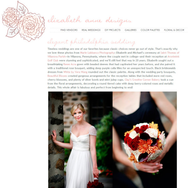 Elizabeth Anne Designs Features Villanova Wedding