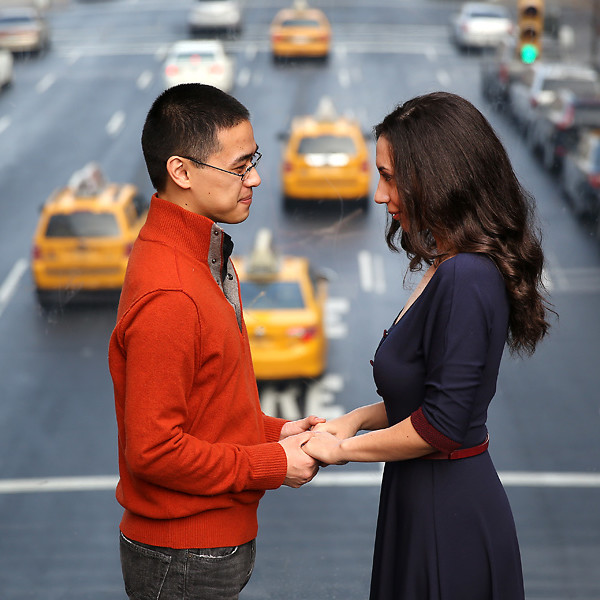 New York City Engagement Portraits of Noha + Peter