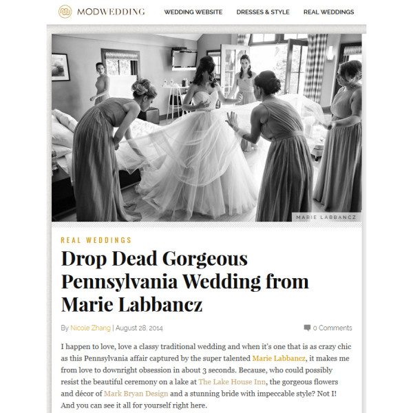 Sarah + Jeffs Lake House Inn Wedding Featured on MODWEDDING!