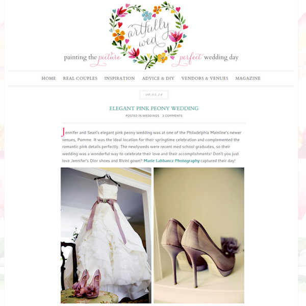 Pomme Wedding of Jennifer & Sean Featured on Artfully Wed