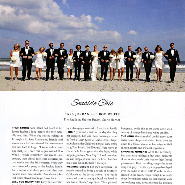 New Jersey Bride Magazine Features Kara and Boo's Beach Wedding