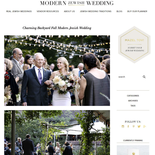 Modern Jewish Wedding Features Julia and Johns Backyard Wedding
